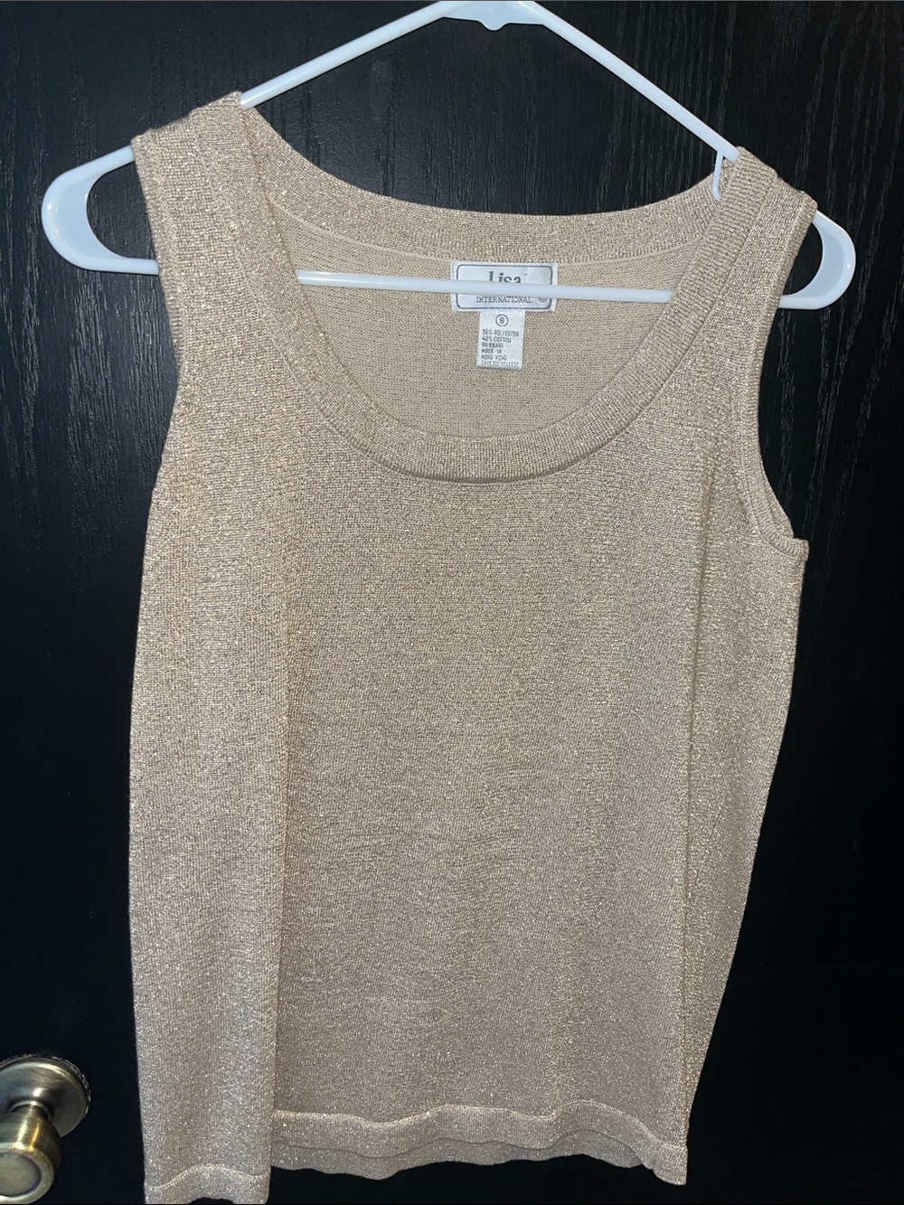 Lisa International Shimmery Gold Sleeveless Tank